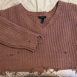 Distressed knit sweater
